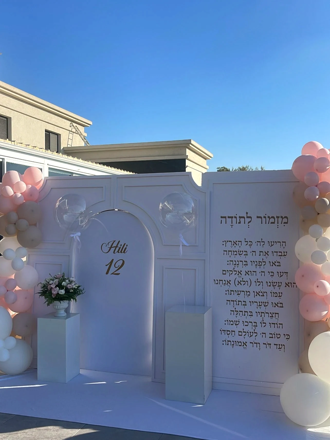 בת המצווה של HILL — קיר צילום בחצר