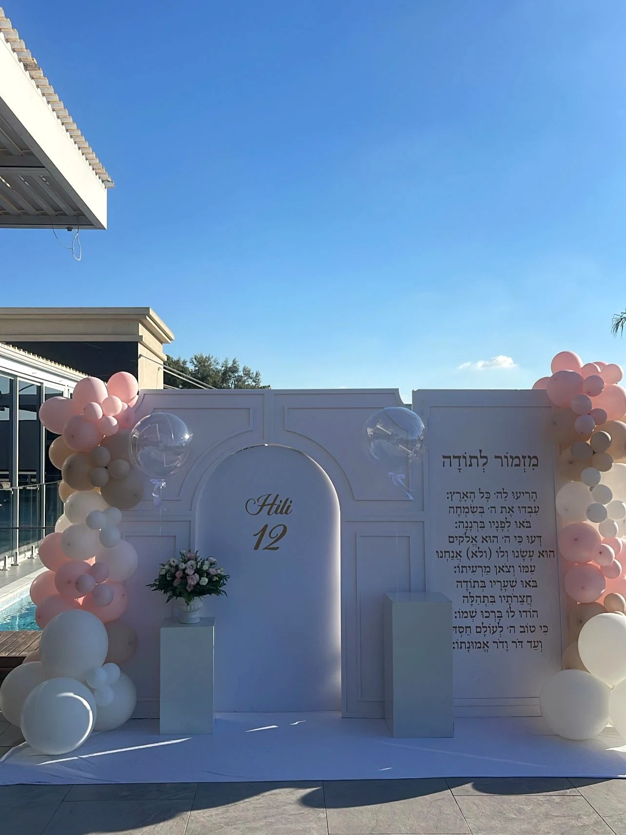 בת המצווה של HILL — קיר צילום בחצר